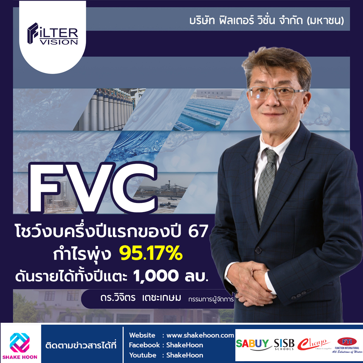 FVC โชว์งบครึ่งปีแรกของปี 67 กำไรพุ่ง 95.17% ดันรายได้ทั้งปีแตะ 1,000 ล้านบาท